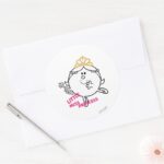Little Miss Princess Pink Lettering Classic Round Sticker