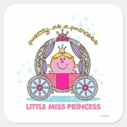 Little Miss Princess Sparkling Carriage Square Sticker