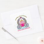Little Miss Princess Sparkling Carriage Square Sticker