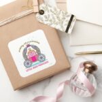 Little Miss Princess Sparkling Carriage Square Sticker
