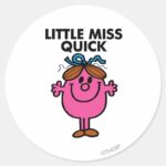 Little Miss Quick Black Lettering Classic Round Sticker