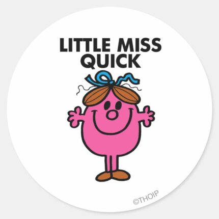 Little Miss Quick Black Lettering Classic Round Sticker
