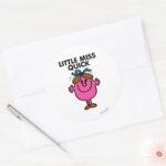 Little Miss Quick Black Lettering Classic Round Sticker