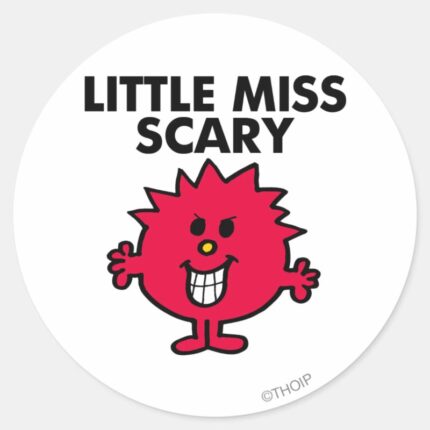 Little Miss Scary Black Lettering Classic Round Sticker