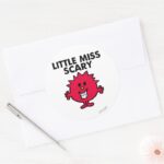 Little Miss Scary Black Lettering Classic Round Sticker