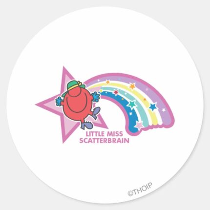 Little Miss Scatterbrain Rainbow Stars Classic Round Sticker