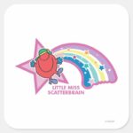 Little Miss Scatterbrain Rainbow Stars Square Sticker