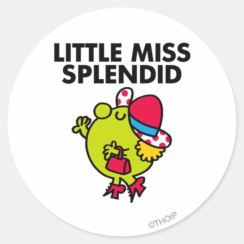 Little Miss Splendid Black Lettering Classic Round Sticker Little Miss Splendid Black Lettering Classic Round Sticker