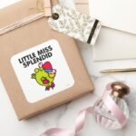 Little Miss Splendid Black Lettering Square Sticker