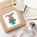 Little Miss Star Black Lettering Square Sticker