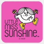 Little Miss Sunshine Walking On Name Graphic Square Sticker