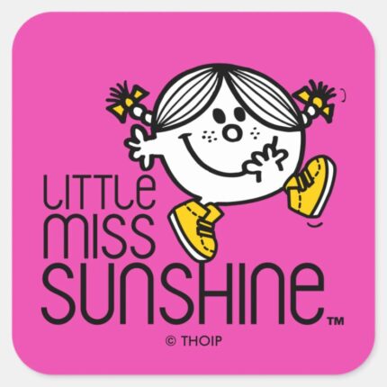 Little Miss Sunshine Walking On Name Graphic Square Sticker