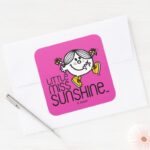 Little Miss Sunshine Walking On Name Graphic Square Sticker