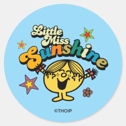 Little Miss Sunshine Stars Flowers Classic Round Sticker