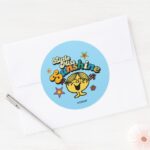 Little Miss Sunshine Stars Flowers Classic Round Sticker