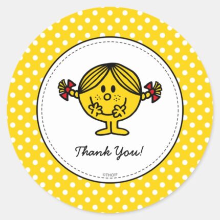 Little Miss Sunshine Yellow Birthday Thank You Classic Round Sticker