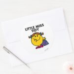 Little Miss Tidy Black Lettering Classic Round Sticker