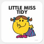 Little Miss Tidy Black Lettering Square Sticker