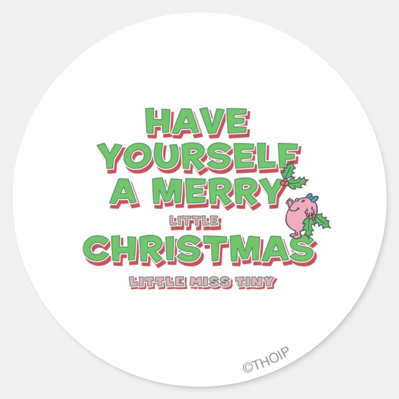 Little Miss Tiny Christmas Classic Round Sticker Little Miss Tiny Christmas Classic Round Sticker