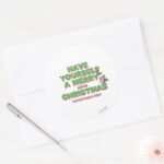 Little Miss Tiny Christmas Classic Round Sticker