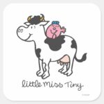 Little Miss Tiny Cow Riding Square Sticker