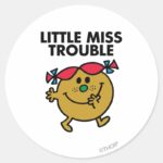 Little Miss Trouble Black Lettering Classic Round Sticker