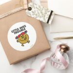 Little Miss Trouble Black Lettering Classic Round Sticker