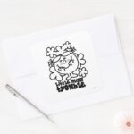 Little Miss Trouble Black White Square Sticker