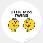 Little Miss Twins Two Much Fun Classic Round Sticker