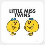 Little Miss Twins Two Much Fun Square Sticker