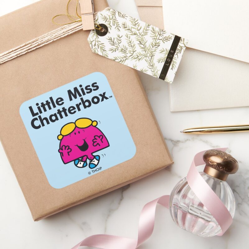 Little Miss Little Miss Chatterbox Is So Chatty Square Sticker