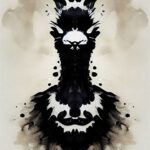 Llama Black Watercolor Poster