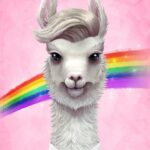 Llama With Rainbow Poster