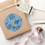 Look Up In The Sky In Blue Classic Round Sticker