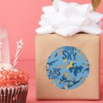 Look Up In The Sky In Blue Classic Round Sticker