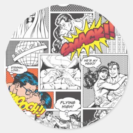 Love Comic Slides Classic Round Sticker