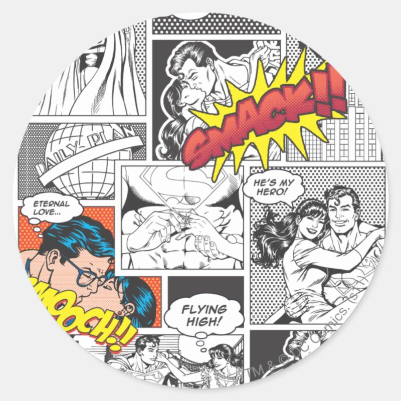 Love Comic Slides Classic Round Sticker