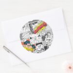 Love Comic Slides Classic Round Sticker