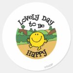 Lovely Day To Be Mr. Happy Classic Round Sticker