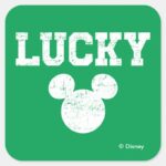 Lucky Mickey Mouse St. Patricks Day Square Sticker