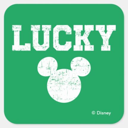 Lucky Mickey Mouse St. Patricks Day Square Sticker
