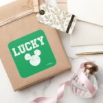 Lucky Mickey Mouse St. Patricks Day Square Sticker