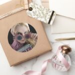Luna Lovegood Peeks Over Glasses Classic Round Sticker