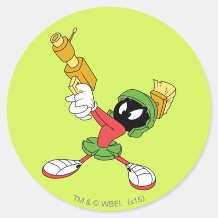 MARVIN THE MARTIAN™ Aiming Laser Classic Round Sticker