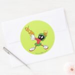MARVIN THE MARTIAN™ Aiming Laser Classic Round Sticker