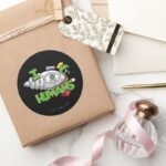 MARVIN THE MARTIAN™ I Laser Humans Classic Round Sticker