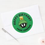 MARVIN THE MARTIAN™ Mad Happy Birthday Classic Round Sticker