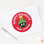 MARVIN THE MARTIAN™ Mad Happy Holidays Classic Round Sticker