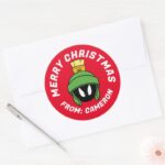 MARVIN THE MARTIAN™ Mad Merry Christmas Classic Round Sticker