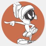 MARVIN THE MARTIAN™ Pointing Classic Round Sticker